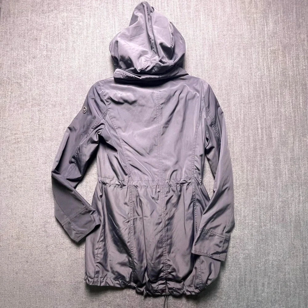 Michael Kors Anorak Jacket Womens XS Gray Full Zip Detachable Hooded Outdoor